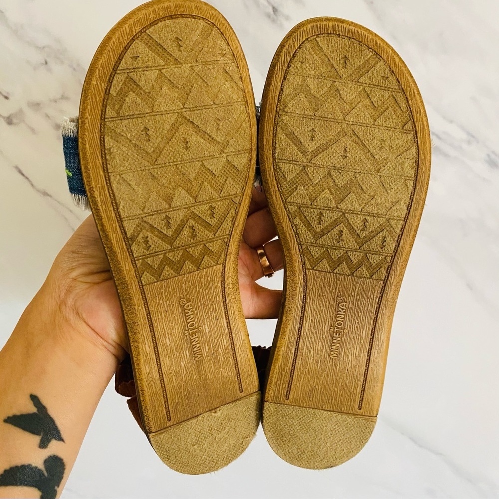 Minnetonka Evie Blue Denim Sandals Size 4 - Picture 5 of 7